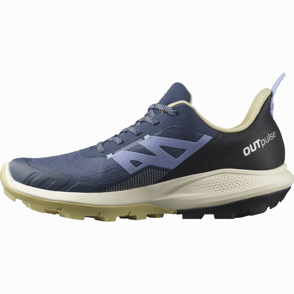 Chaussures Randonnée Salomon Outpulse Gore-tex Femme Indigo Vert | France-7891405