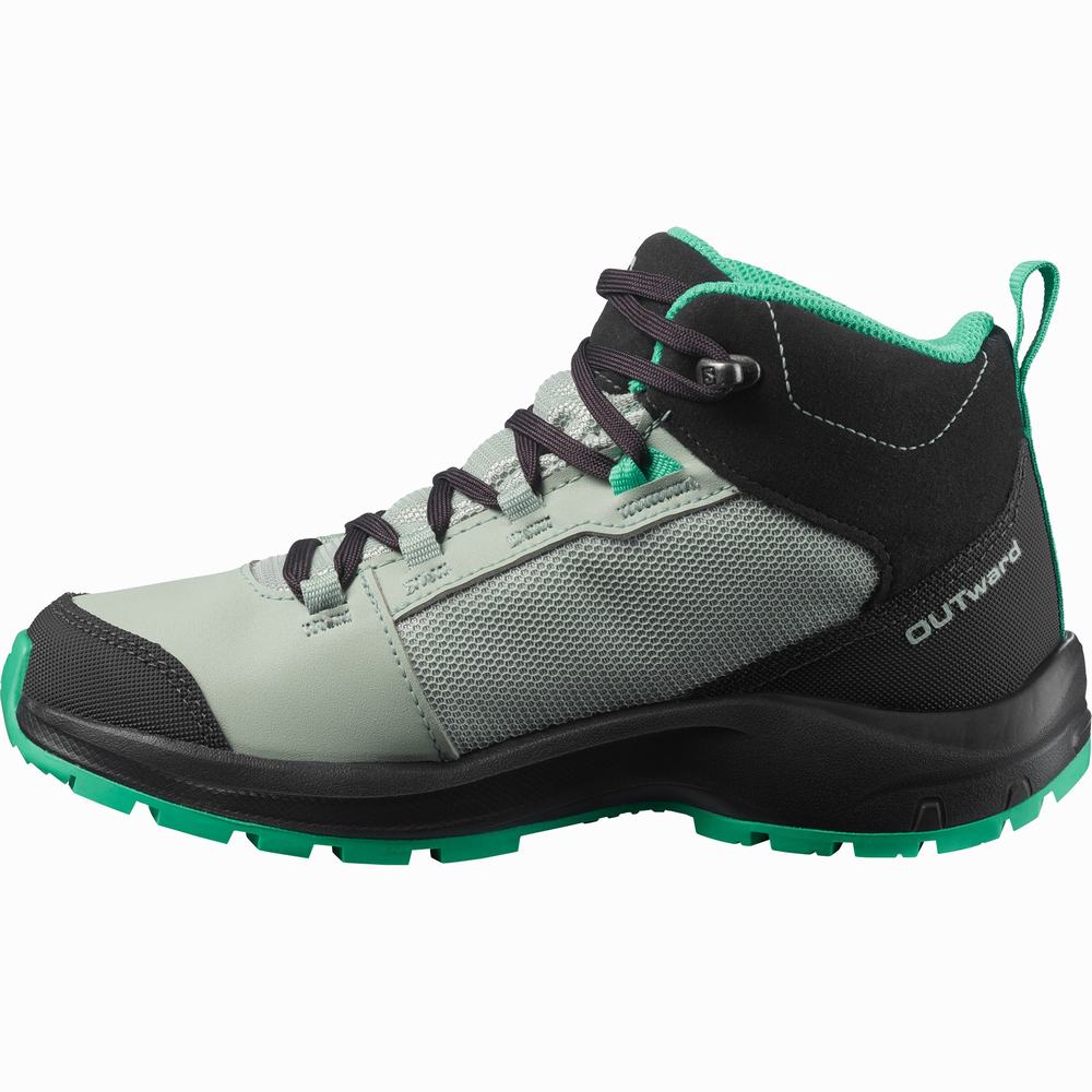 Chaussures Randonnée Salomon Outward Climasalomon™ Imperméables Enfant Turquoise Clair Grise Menthe | France-3879062