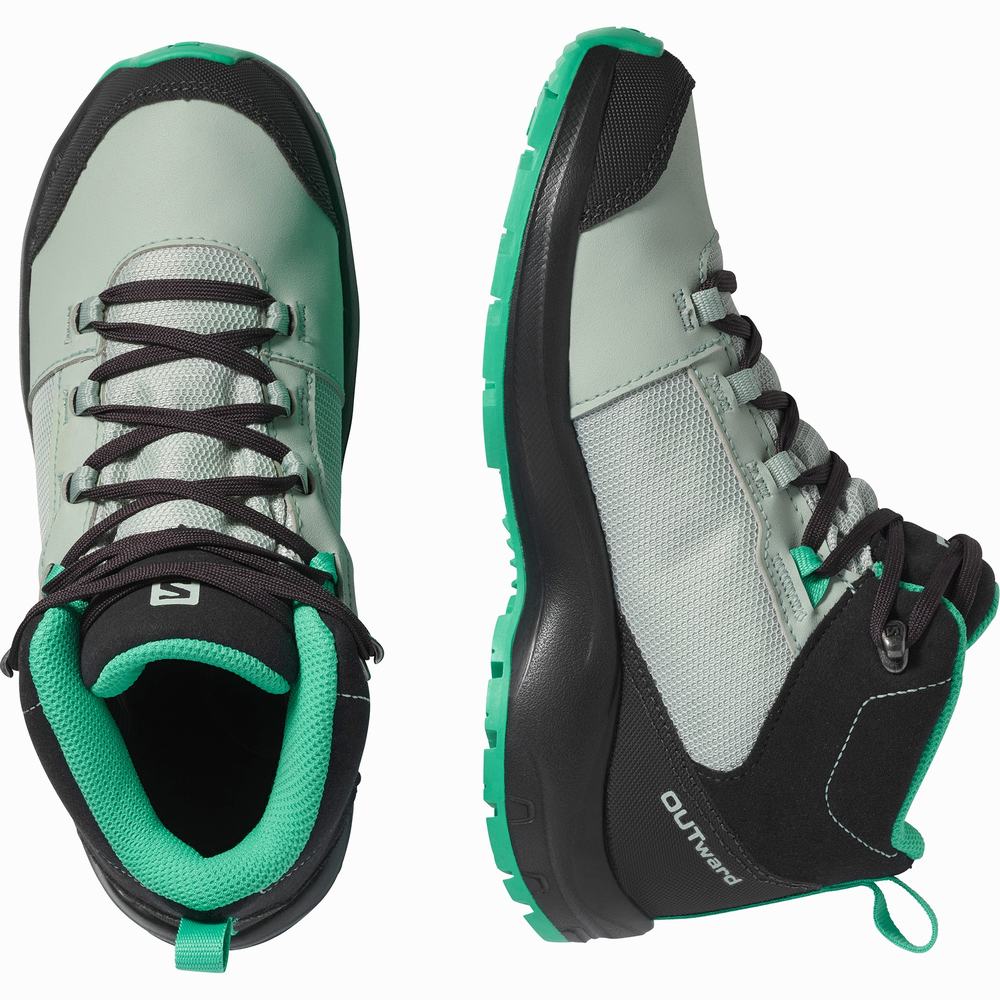 Chaussures Randonnée Salomon Outward Climasalomon™ Imperméables Enfant Turquoise Clair Grise Menthe | France-3879062