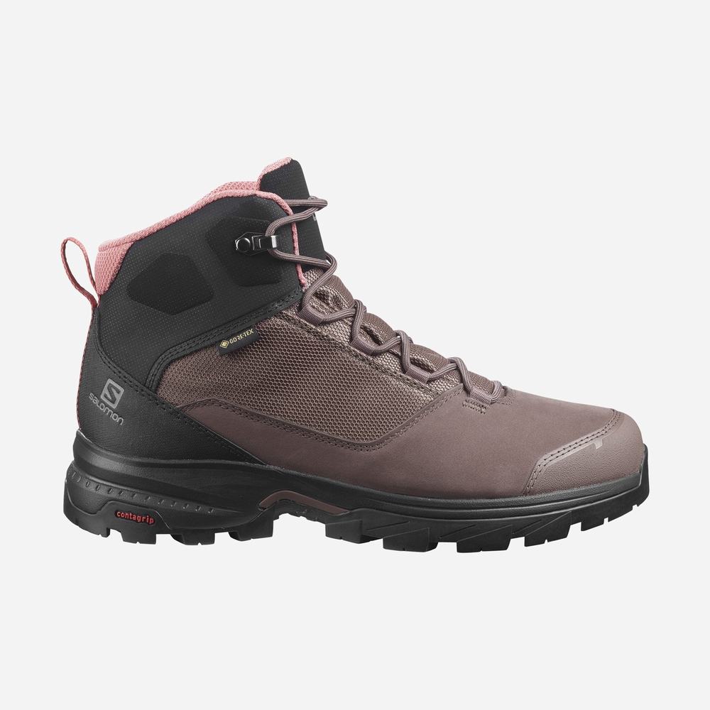 Chaussures Randonnée Salomon Outward Gore-tex Femme Noir Rouge Foncé | France-2491807