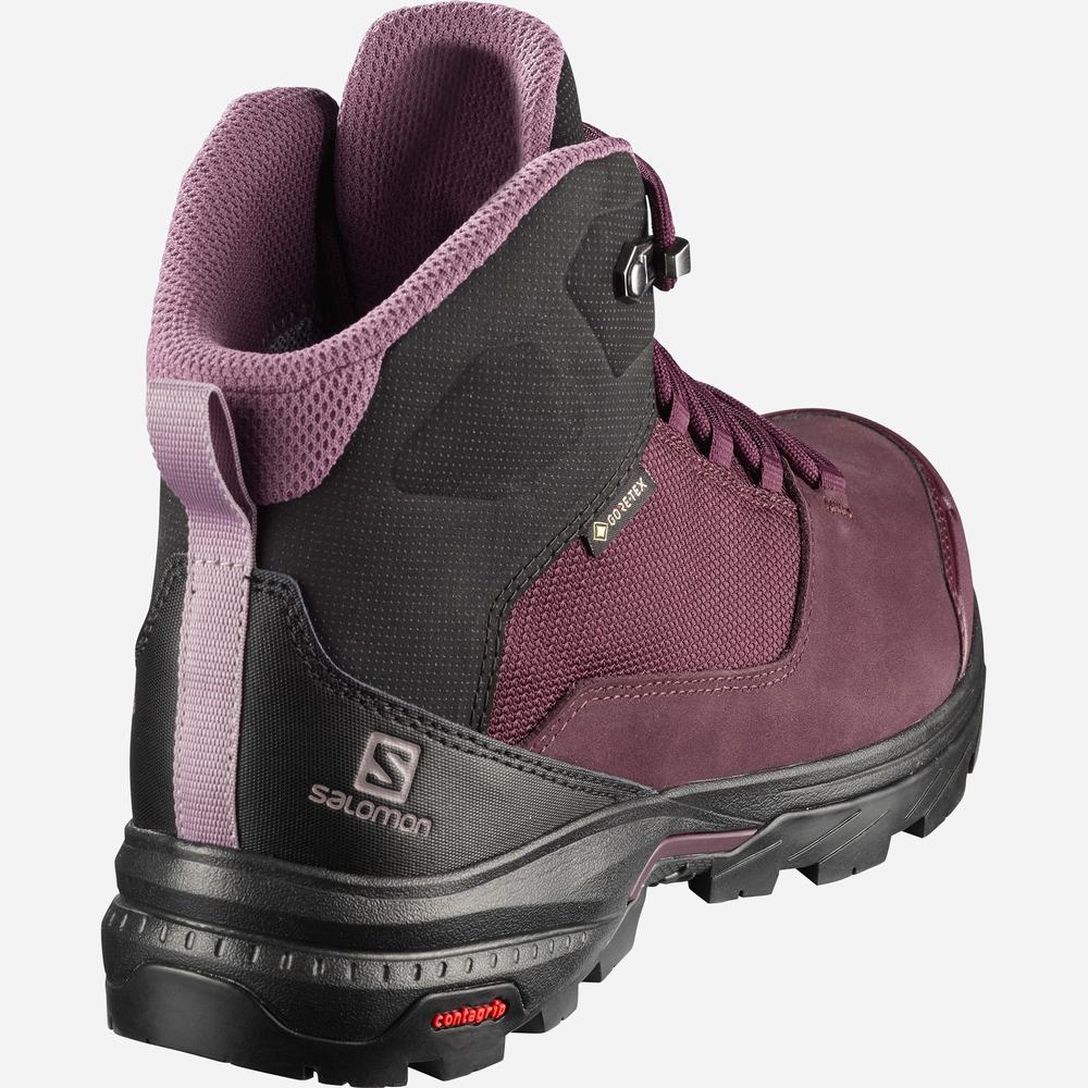 Chaussures Randonnée Salomon Outward Gore-tex Femme Bordeaux Noir | France-5290468