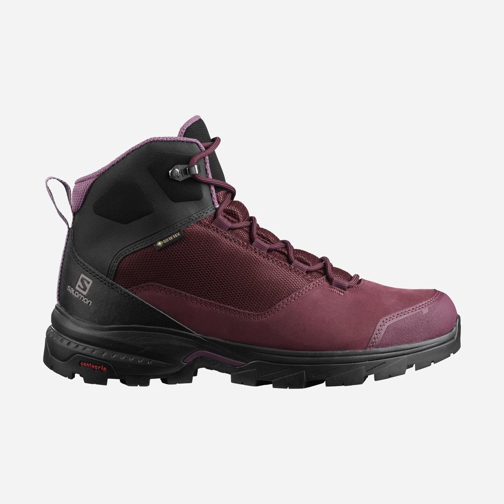 Chaussures Randonnée Salomon Outward Gore-tex Femme Bordeaux Noir | France-5290468