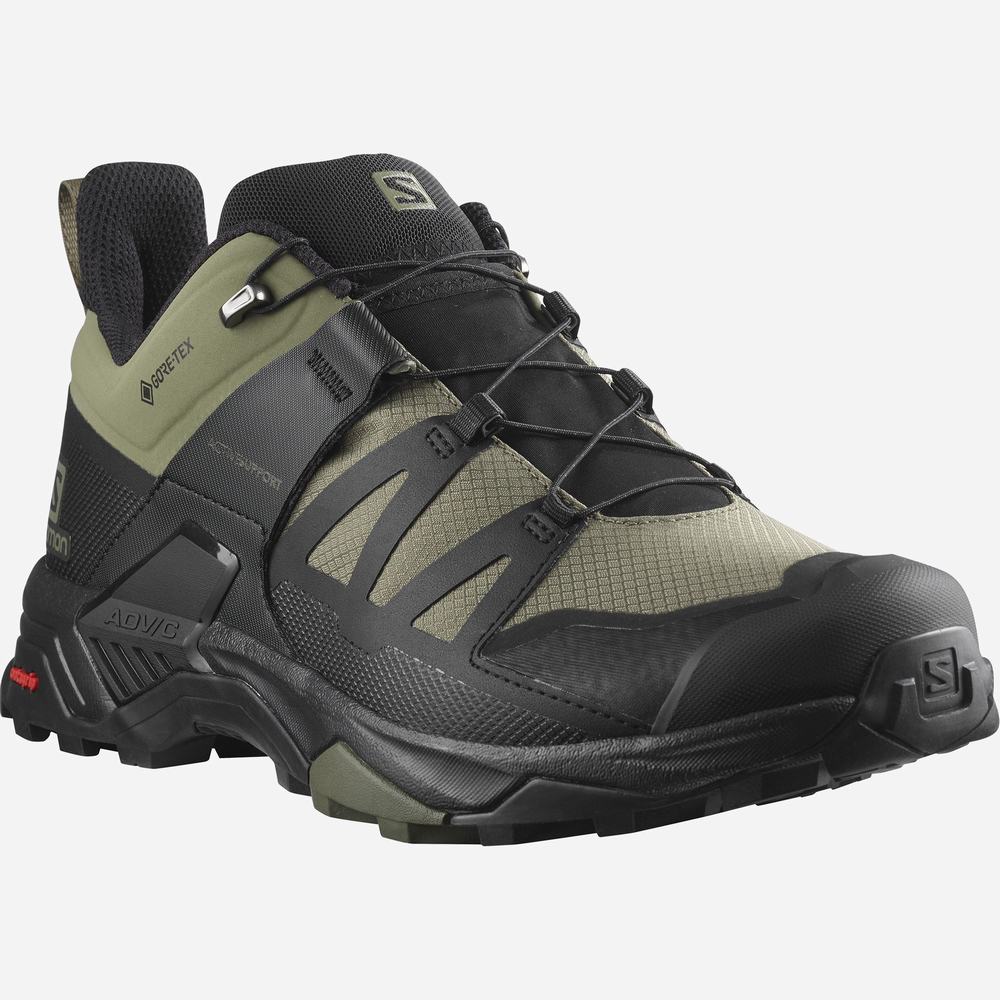 Chaussures Randonnée Salomon X Ultra 4 Larges Gore-tex Homme Vert Foncé Noir Vert Olive | France-2950647