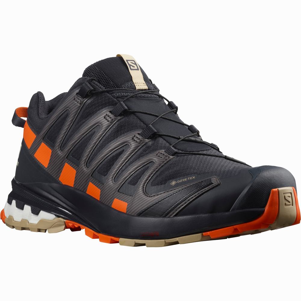 Chaussures Randonnée Salomon Xa Pro 3d V8 Gore-tex Homme Bleu Marine Rouge Orange | France-2790863