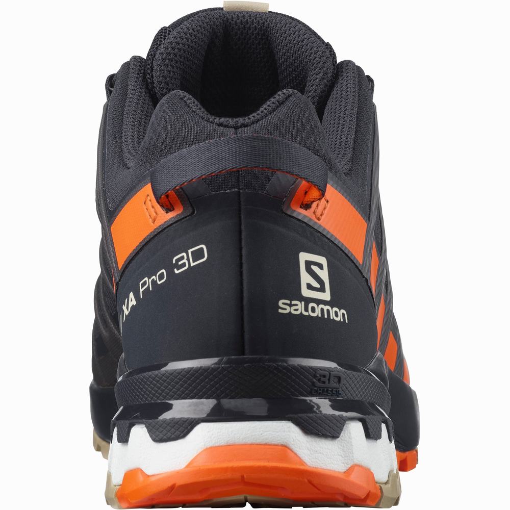 Chaussures Randonnée Salomon Xa Pro 3d V8 Gore-tex Homme Bleu Marine Rouge Orange | France-2790863