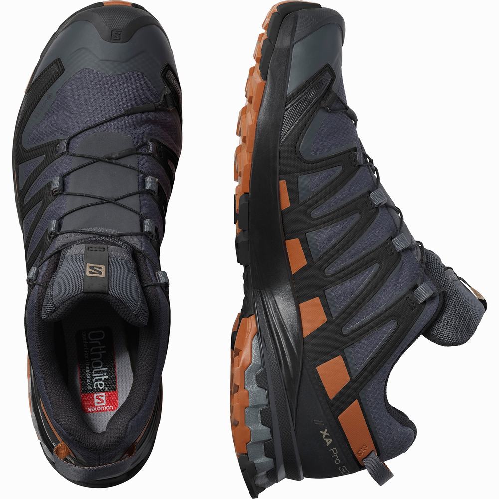 Chaussures Randonnée Salomon Xa Pro 3d V8 Gore-tex Larges Homme Bleu Marine Noir | France-6134029