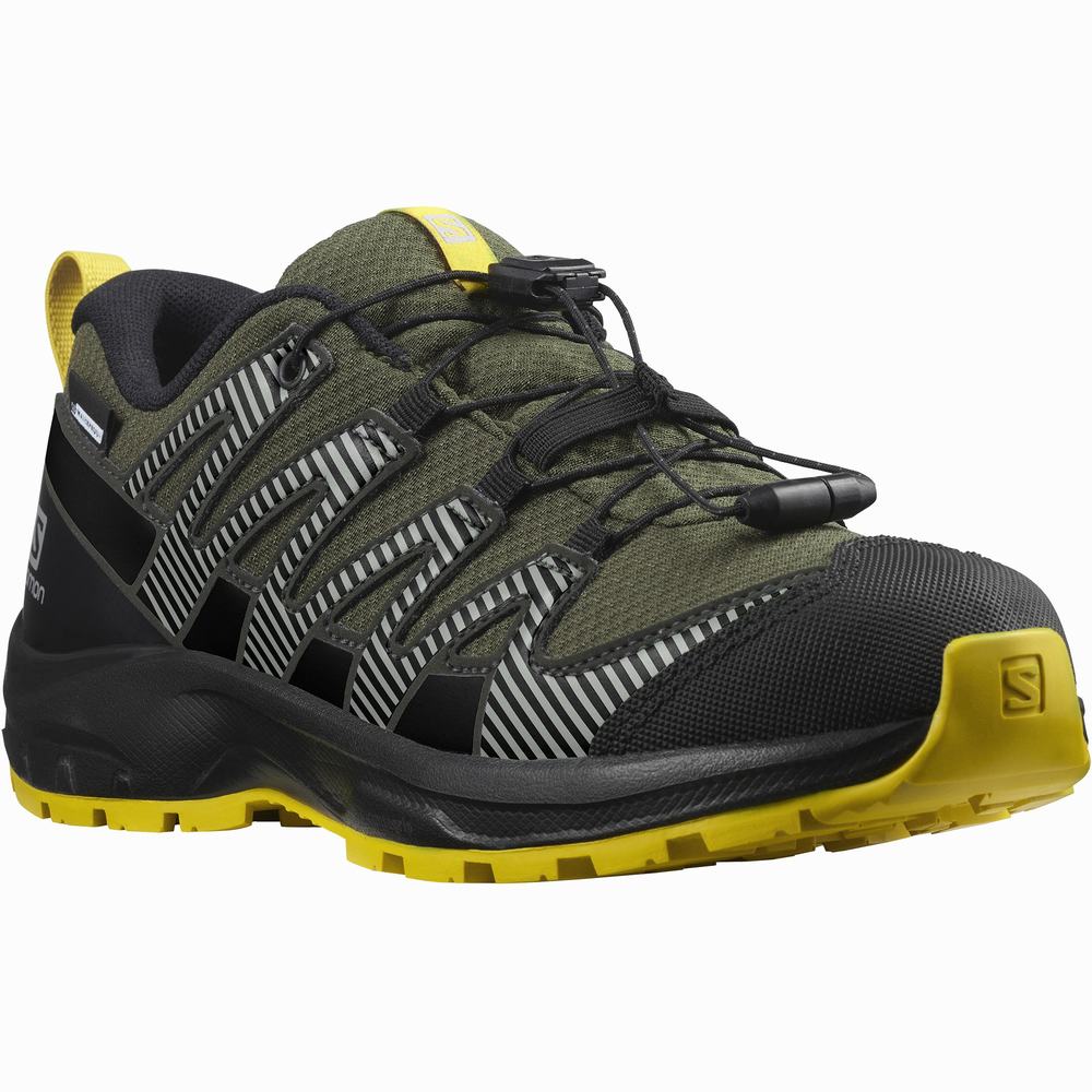 Chaussures Randonnée Salomon Xa Pro V8 Climasalomon™ Imperméables Enfant Vert Olive Noir | France-7029345