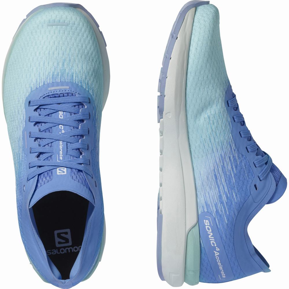 Chaussures Running Salomon Sonic 4 Accelerate Femme Marron Turquoise Blanche Bleu | France-0629531