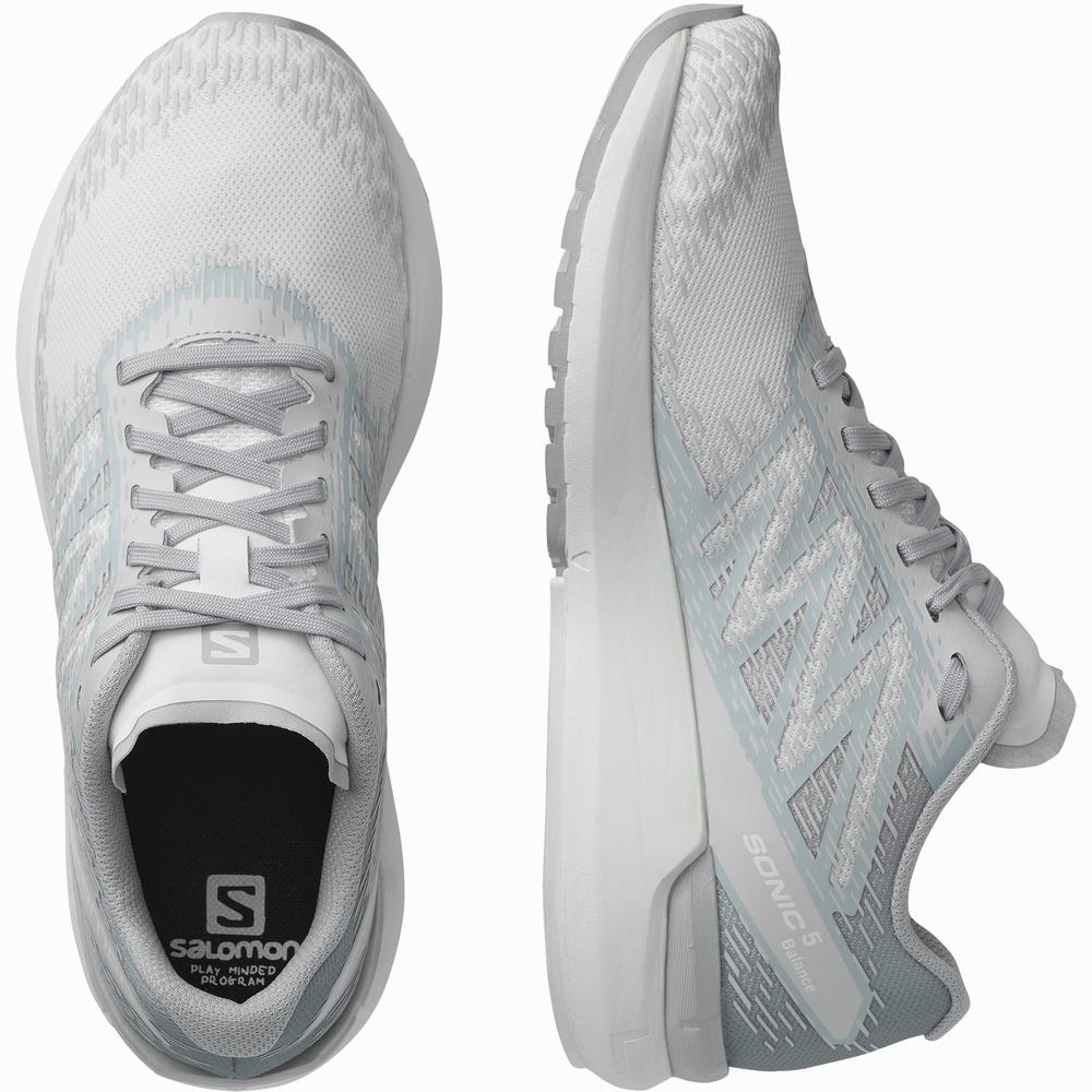 Chaussures Running Salomon Sonic 5 Balance Femme Blanche Bleu | France-6478213