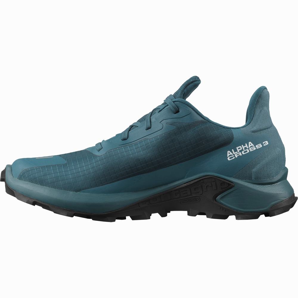 Chaussures Trail Running Salomon Alphacross 3 Gore-tex Homme Bleu | France-1256907