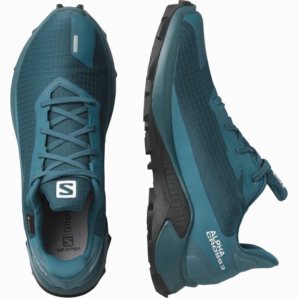 Chaussures Trail Running Salomon Alphacross 3 Gore-tex Homme Bleu | France-1256907