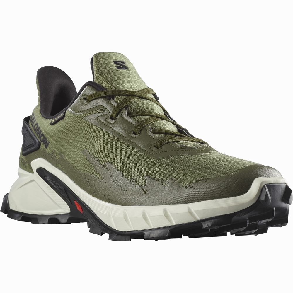 Chaussures Trail Running Salomon Alphacross 4 Gore-tex Homme Vert Foncé Vert Olive | France-2086751