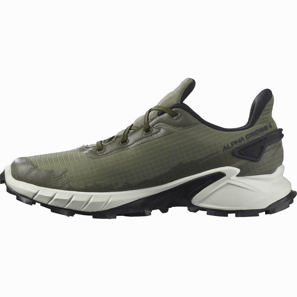 Chaussures Trail Running Salomon Alphacross 4 Gore-tex Homme Vert Foncé Vert Olive | France-2086751