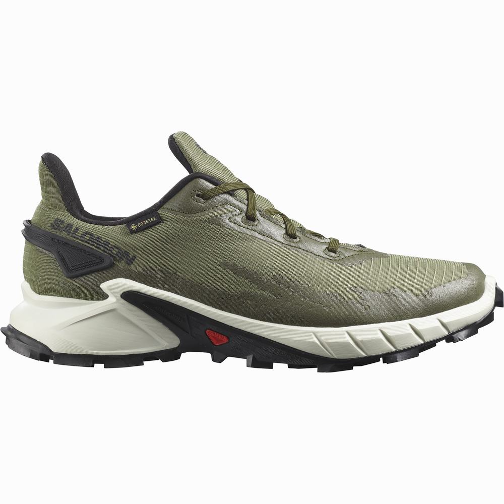 Chaussures Trail Running Salomon Alphacross 4 Gore-tex Homme Vert Foncé Vert Olive | France-2086751