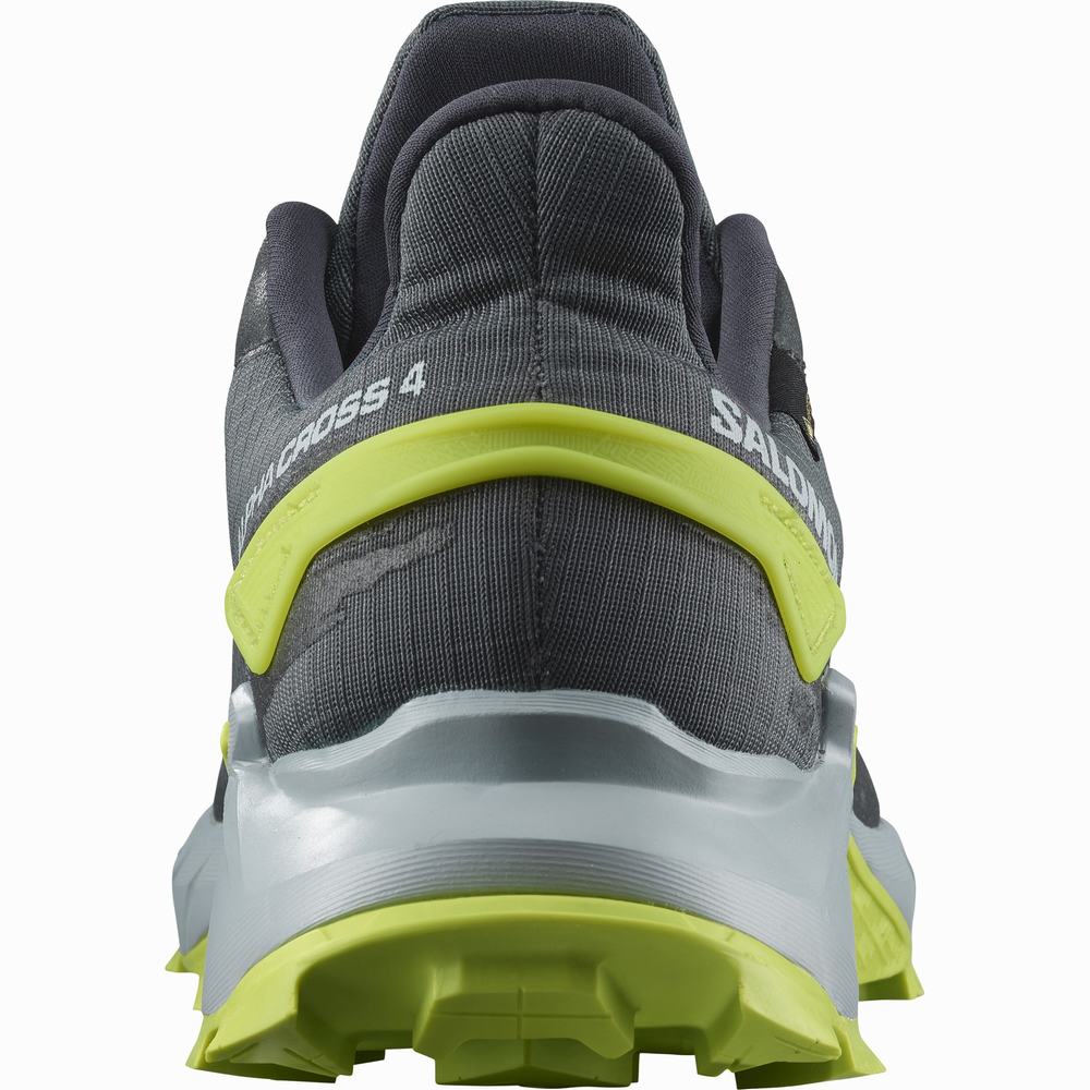 Chaussures Trail Running Salomon Alphacross 4 Gore-tex Homme Grise Vert Clair | France-5962374