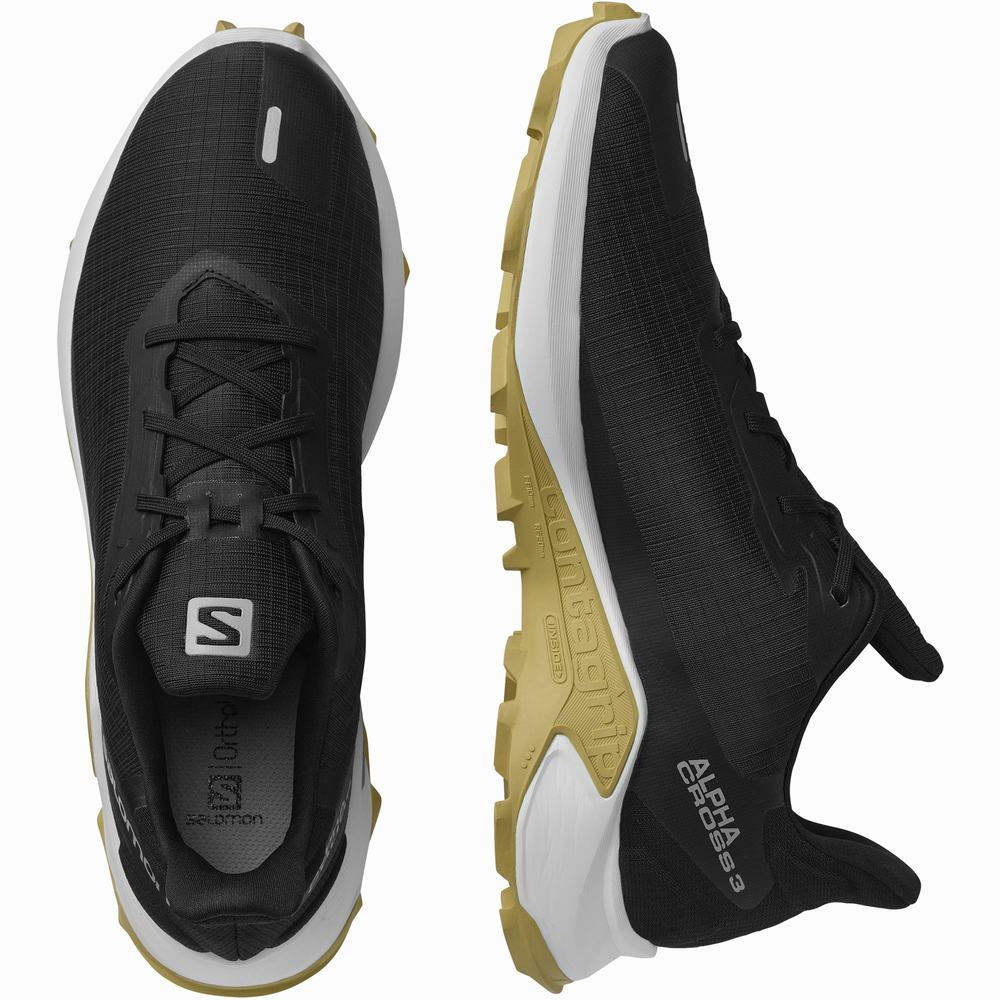 Chaussures Trail Running Salomon Alphacross 3 Homme Noir Blanche Vert | France-6803529