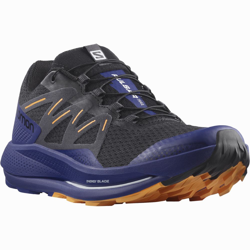 Chaussures Trail Running Salomon Pulsar Trail Homme Noir Bleu Orange | France-5794136