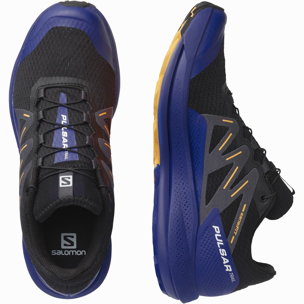 Chaussures Trail Running Salomon Pulsar Trail Homme Noir Bleu Orange | France-5794136