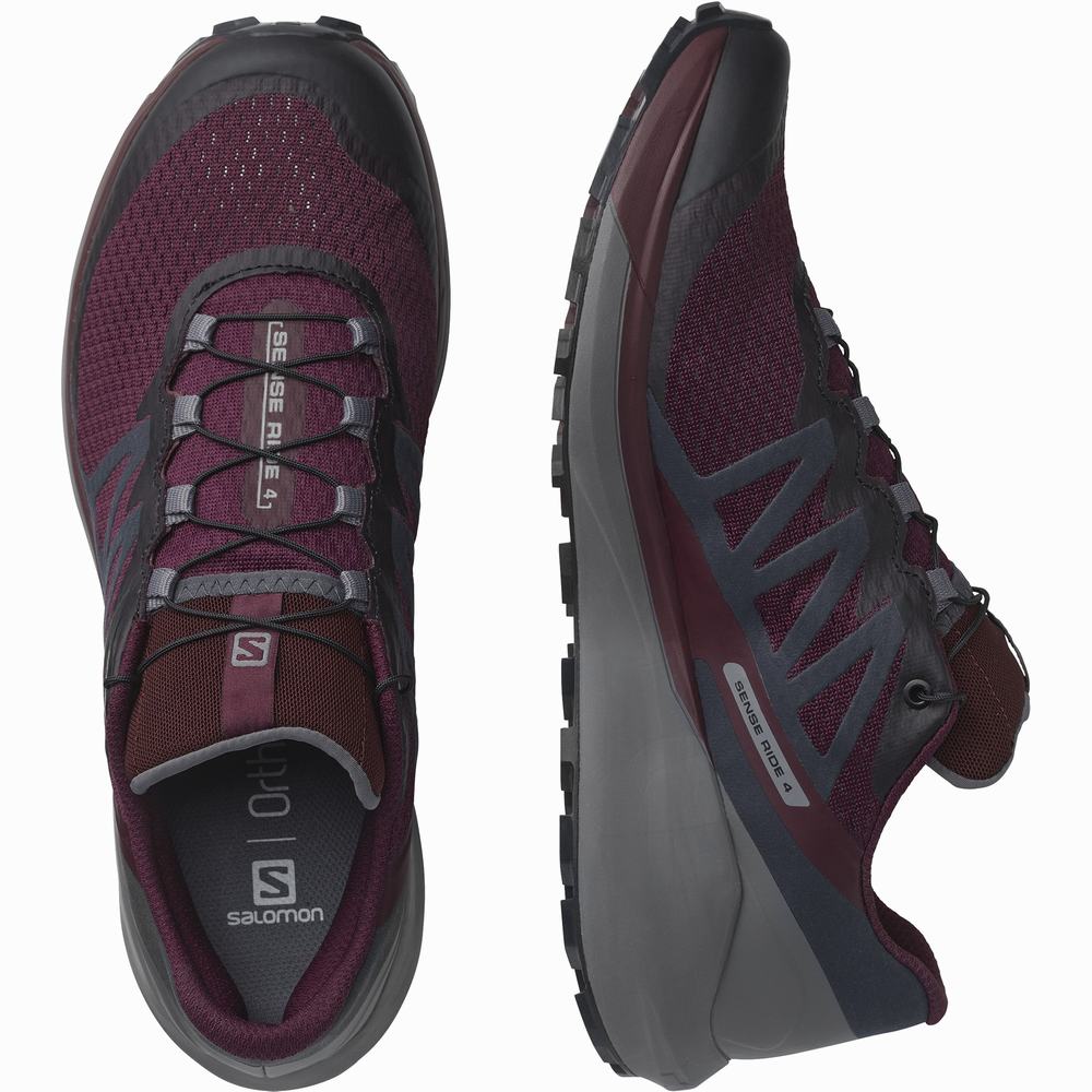 Chaussures Trail Running Salomon Sense Ride 4 Femme Bordeaux Noir | France-4906581