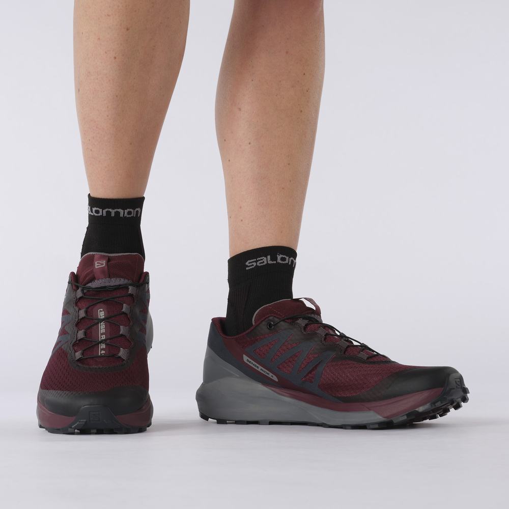 Chaussures Trail Running Salomon Sense Ride 4 Femme Bordeaux Noir | France-4906581