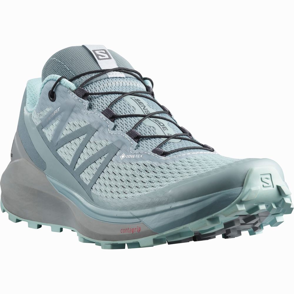 Chaussures Trail Running Salomon Sense Ride 4 Gore-tex Invisible Fit Femme Turquoise | France-6253948