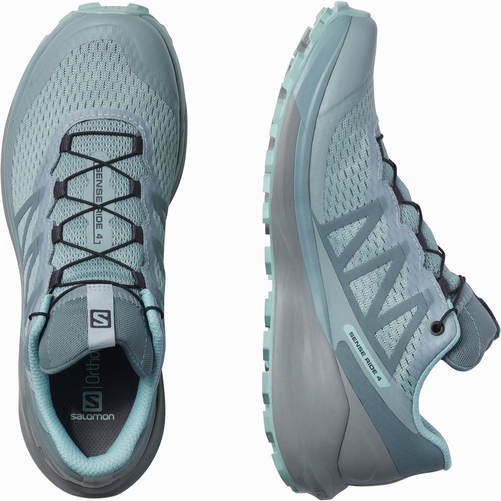 Chaussures Trail Running Salomon Sense Ride 4 Gore-tex Invisible Fit Femme Turquoise | France-6253948