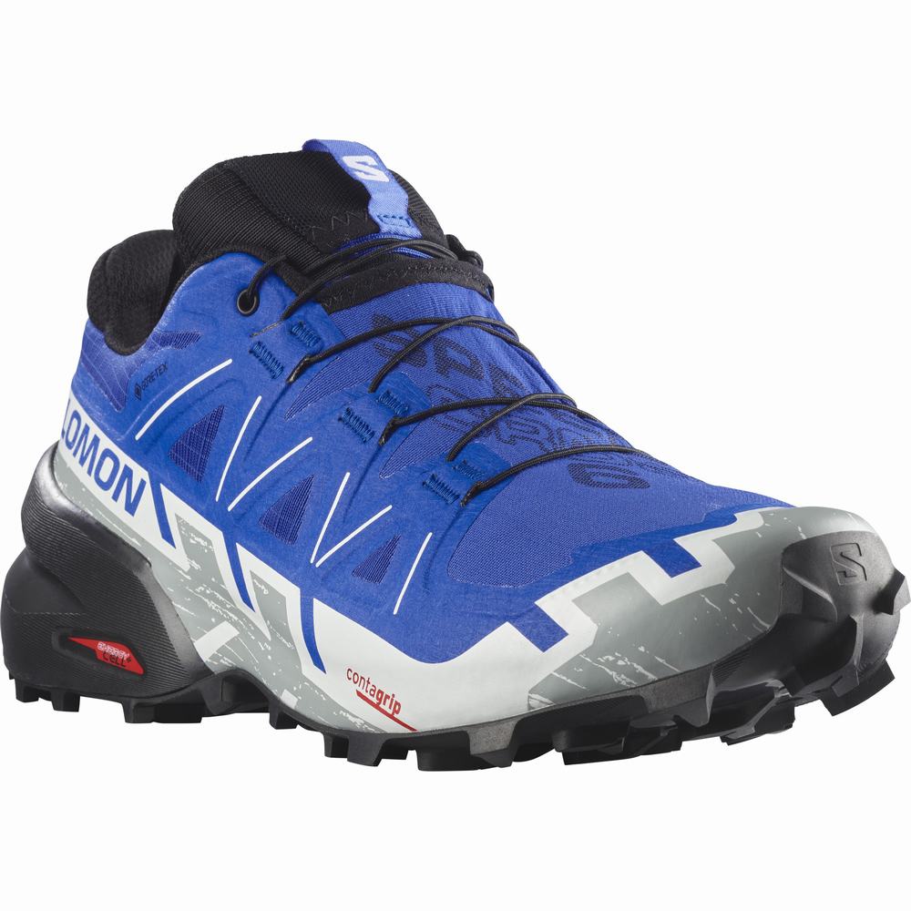 Chaussures Trail Running Salomon Speedcross 6 Gore-tex Homme Bleu Noir Blanche | France-0384965