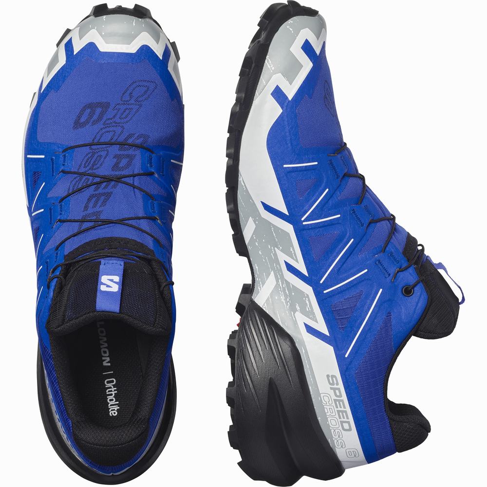 Chaussures Trail Running Salomon Speedcross 6 Gore-tex Homme Bleu Noir Blanche | France-0384965