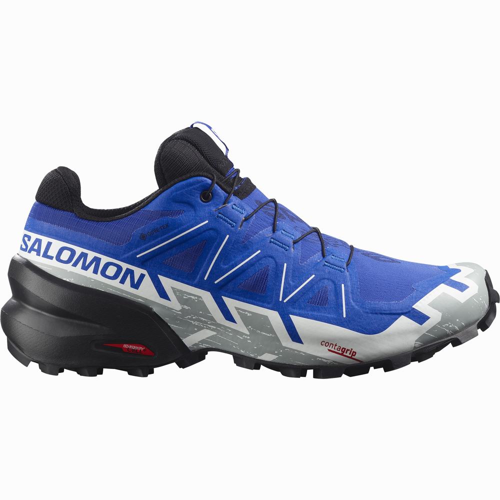 Chaussures Trail Running Salomon Speedcross 6 Gore-tex Homme Bleu Noir Blanche | France-0384965