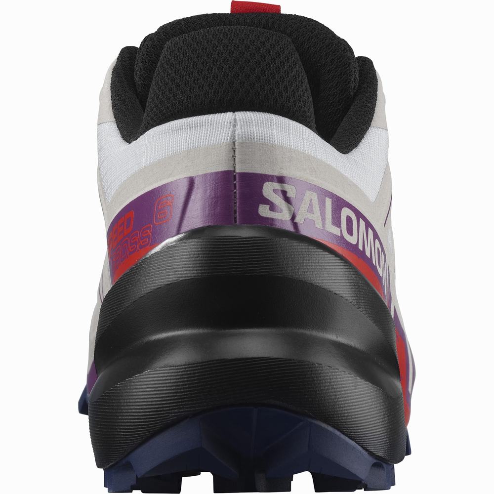 Chaussures Trail Running Salomon Speedcross 6 Femme Blanche Violette Rouge | France-1396058