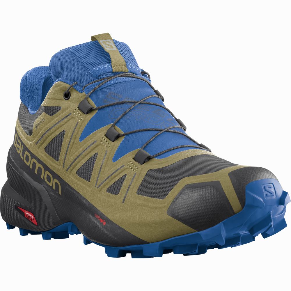 Chaussures Trail Running Salomon Speedcross 5 Gore-tex Homme Noir Vert | France-1457968