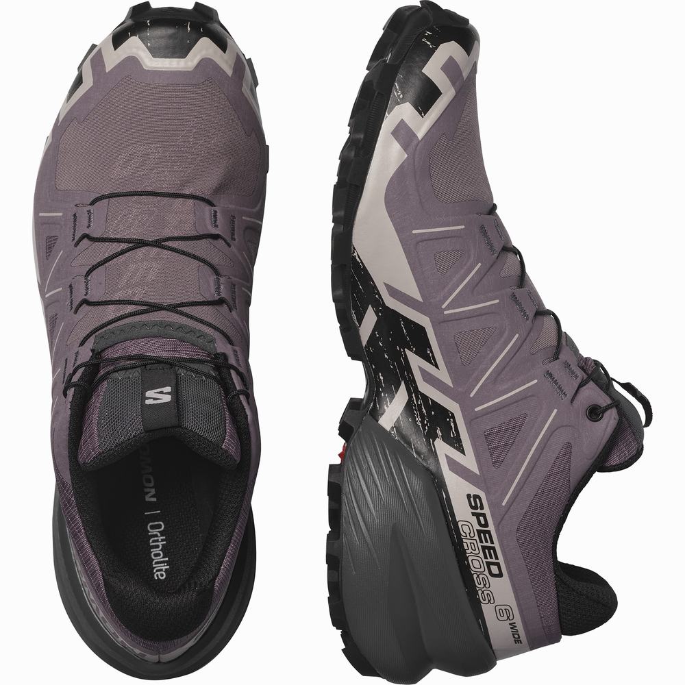 Chaussures Trail Running Salomon Speedcross 6 Larges Femme Noir Grise Rose | France-3621798