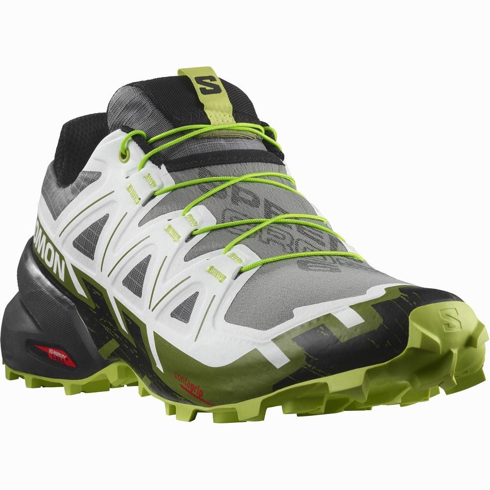 Chaussures Trail Running Salomon Speedcross 6 Homme Noir Blanche Vert Clair | France-3729560