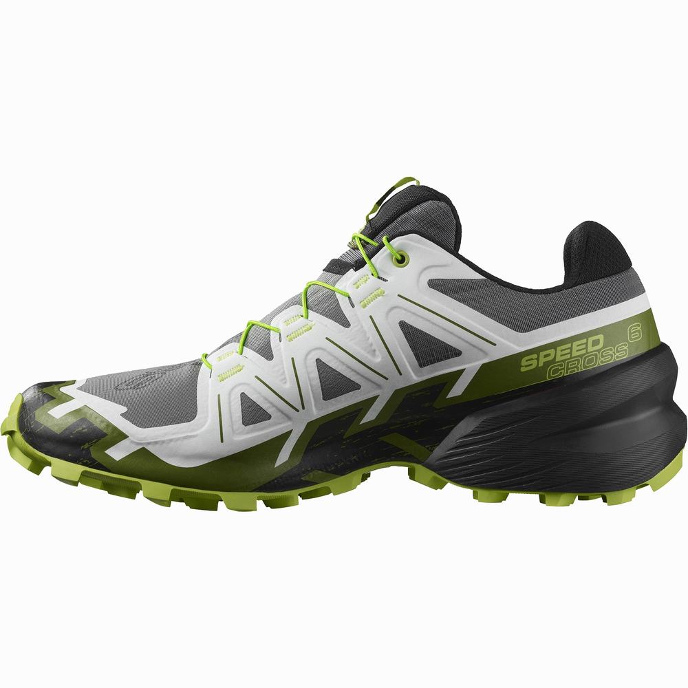 Chaussures Trail Running Salomon Speedcross 6 Homme Noir Blanche Vert Clair | France-3729560