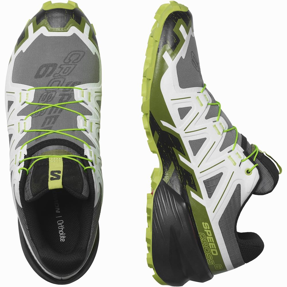 Chaussures Trail Running Salomon Speedcross 6 Homme Noir Blanche Vert Clair | France-3729560