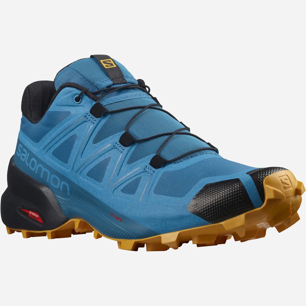 Chaussures Trail Running Salomon Speedcross 5 Homme Turquoise Doré | France-6478132