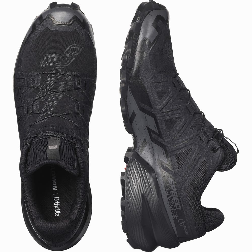 Chaussures Trail Running Salomon Speedcross 6 Larges Homme Noir | France-6937148