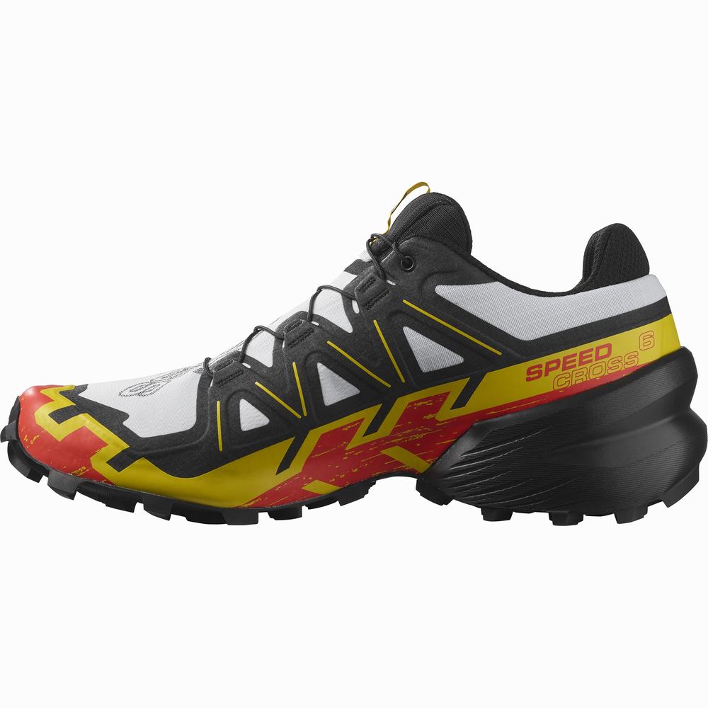 Chaussures Trail Running Salomon Speedcross 6 Homme Blanche Noir Jaune | France-7562914