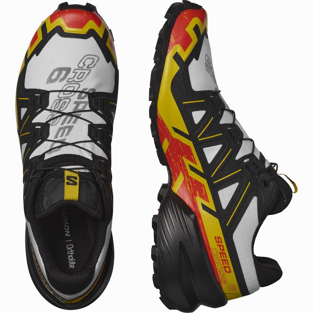 Chaussures Trail Running Salomon Speedcross 6 Homme Blanche Noir Jaune | France-7562914