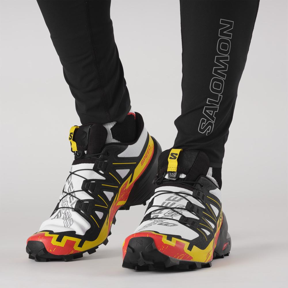 Chaussures Trail Running Salomon Speedcross 6 Homme Blanche Noir Jaune | France-7562914