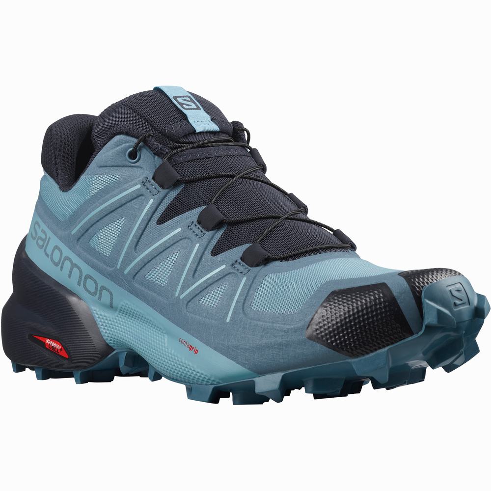 Chaussures Trail Running Salomon Speedcross 5 Femme Bleu Grise Bleu | France-9765413