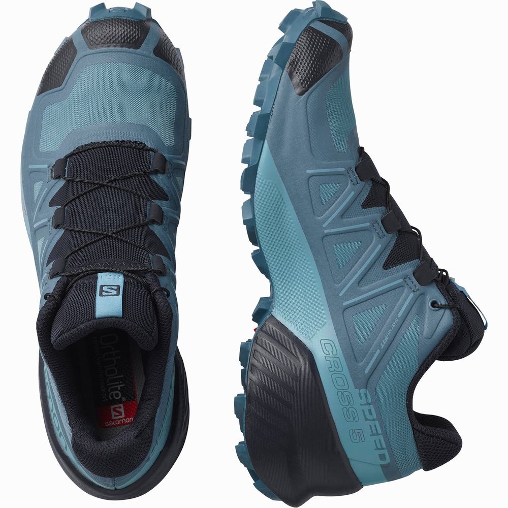 Chaussures Trail Running Salomon Speedcross 5 Femme Bleu Grise Bleu | France-9765413