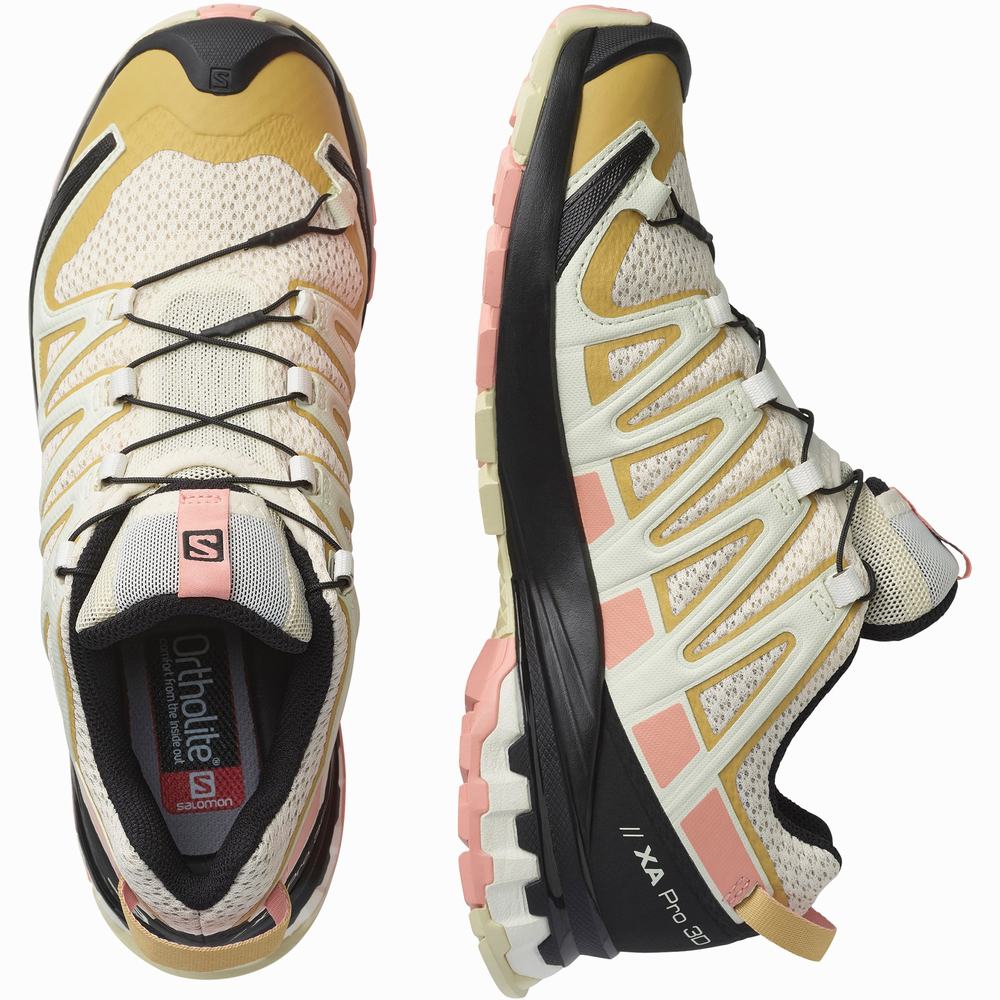 Chaussures Trail Running Salomon Xa Pro 3d V8 Femme Beige Jaune Rose | France-2840917