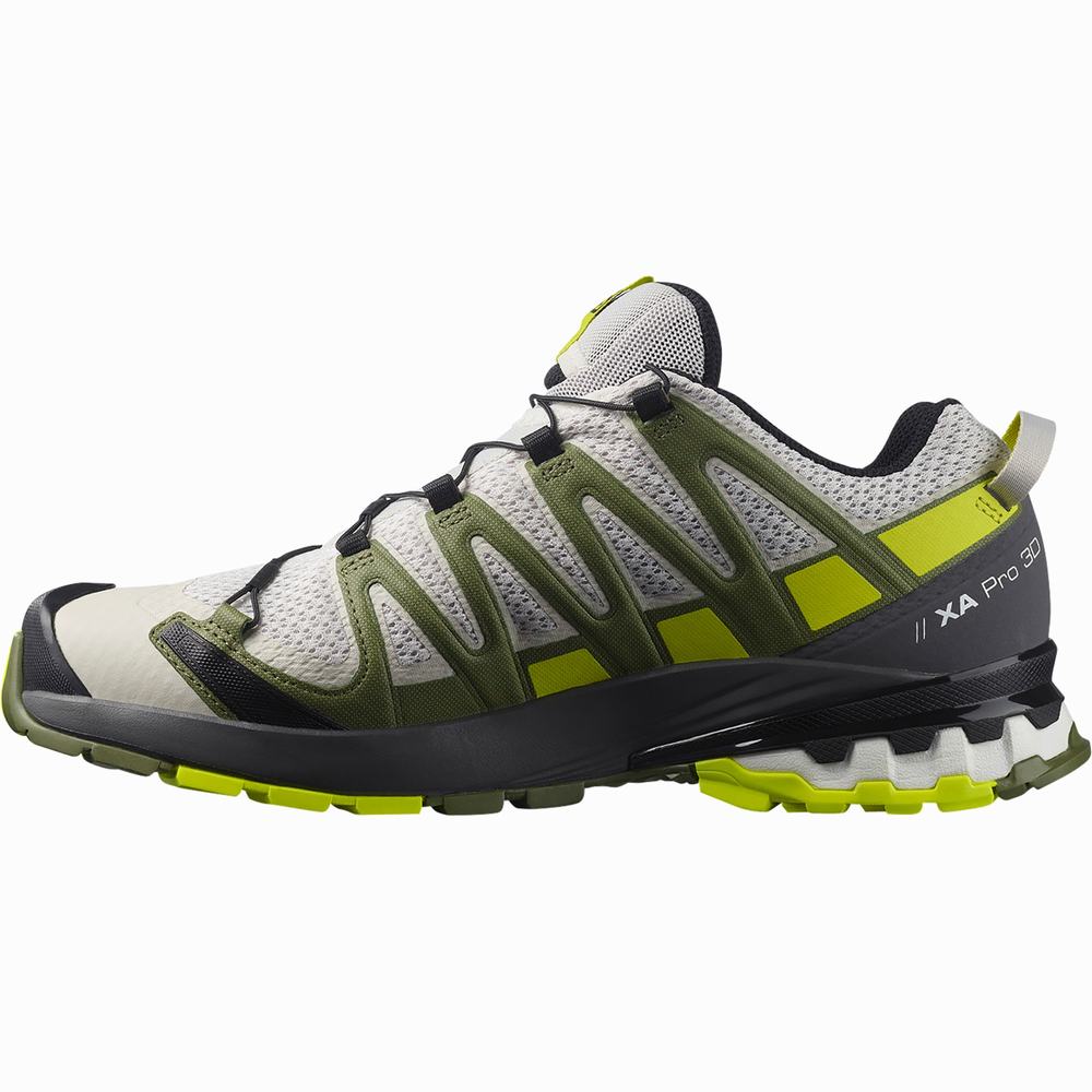 Chaussures Trail Running Salomon Xa Pro 3d V8 Homme Blanche Vert | France-8670543