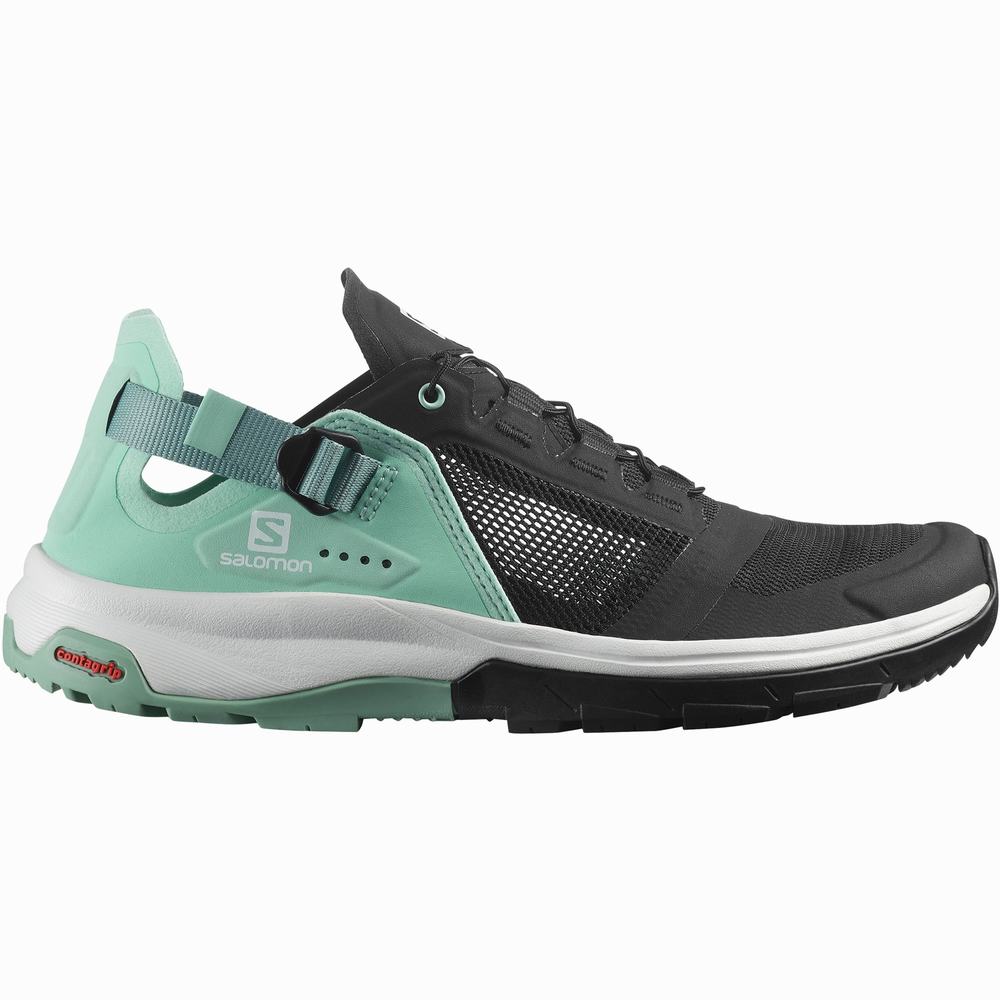 Sandales Randonnée Salomon Tech Amphib 4 Femme Noir Grise Vert | France-8913624