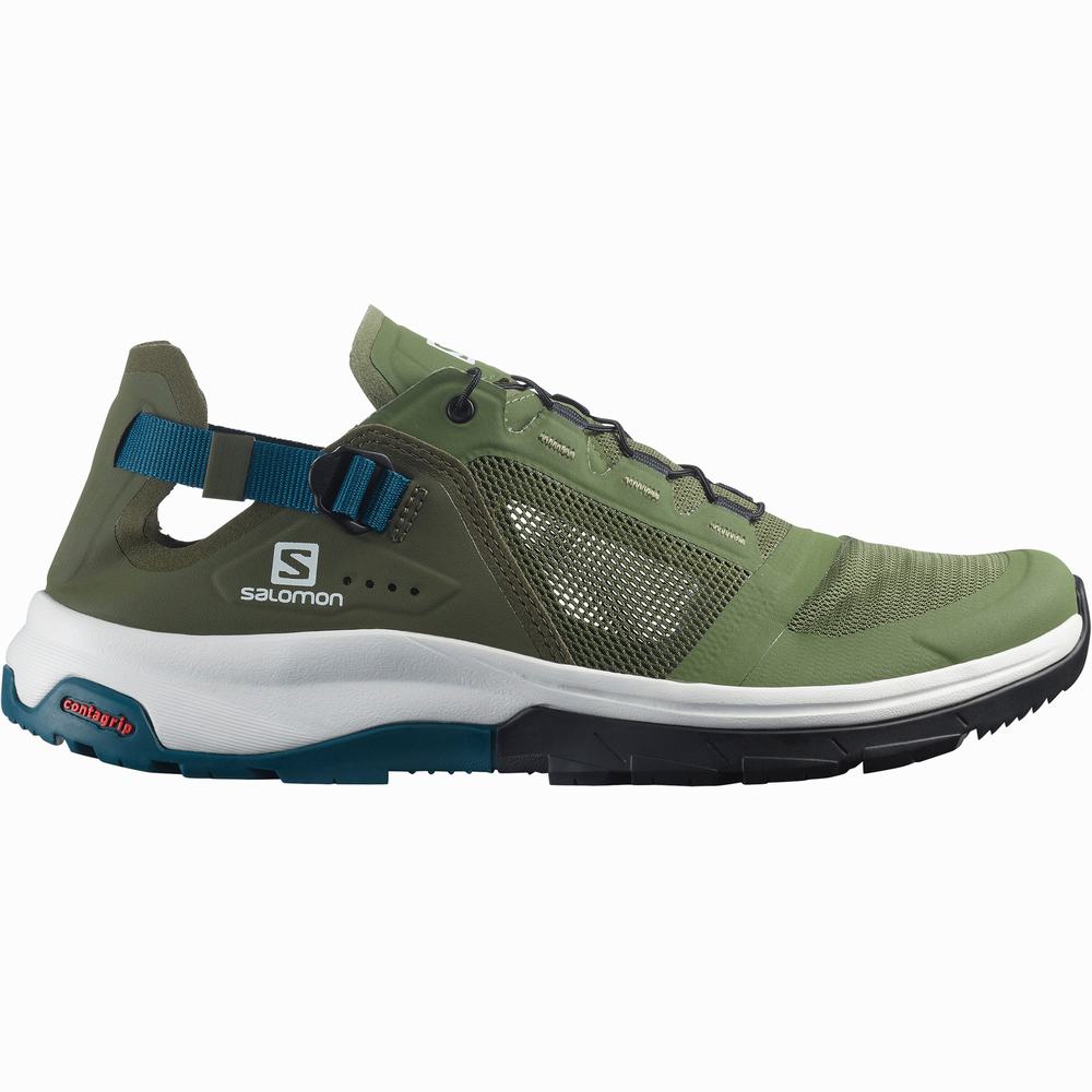 Sandales Randonnée Salomon Tech Amphib 4 Homme Vert Olive Bleu | France-8956034